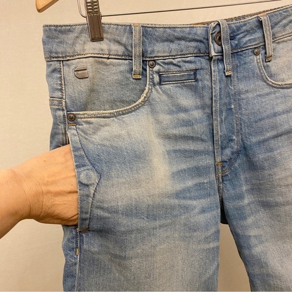 G-Star Raw Size 29 D-Staq 3D Denim Shorts Mens 33x10 Button Fly Light Wash - Picture 7 of 15